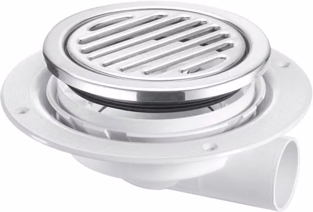 McAlpine Untrapped Gully 1 1/2 inch Horizontal Outlet, Round Tile, USG3-R125SS, Grey