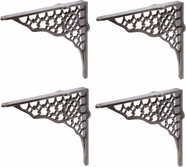 Hammer and Tongs Grey Powder-Coated Iron Honeycomb Shelf Bracket, Pack of 4, Diameter: 20.5 cm