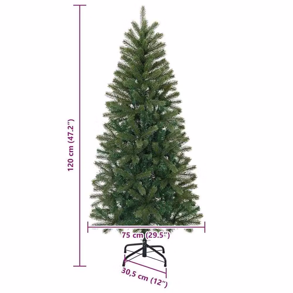 Berkfield Home Elegant Artificial Christmas Tree with 150 LEDs, Green, H 120 cm x W 75 cm x D 75 cm – 6