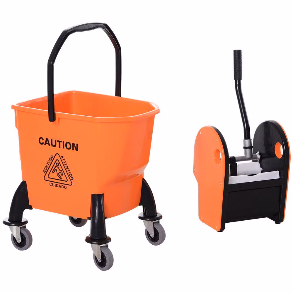STILVORA Mop Bucket with Wringer and Wheels in Orange – 7