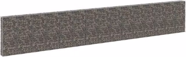 Berkfield Home Galvanised Steel Gabion Fence Wall with Covers in Silver, W/D/H: 900 x 30 x 150 cm
