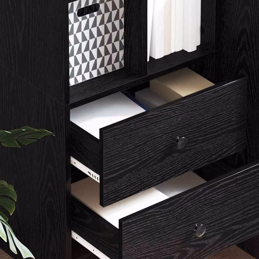 Berkfield Home Modern Black Oak Shelving Unit in Black with Adjustable Shelves – 4