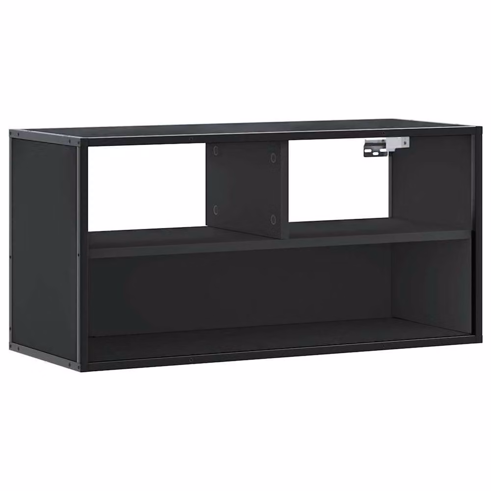 Berkfield Home Black TV Cabinet in Engineered Wood and Metal, W: 80 cm, D: 31 cm, H: 39.5 cm – 2