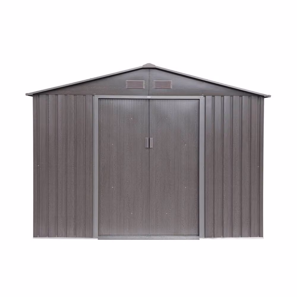sweeek Grey Metal Garden Shed with Sliding Doors and Anchoring Kit – 2