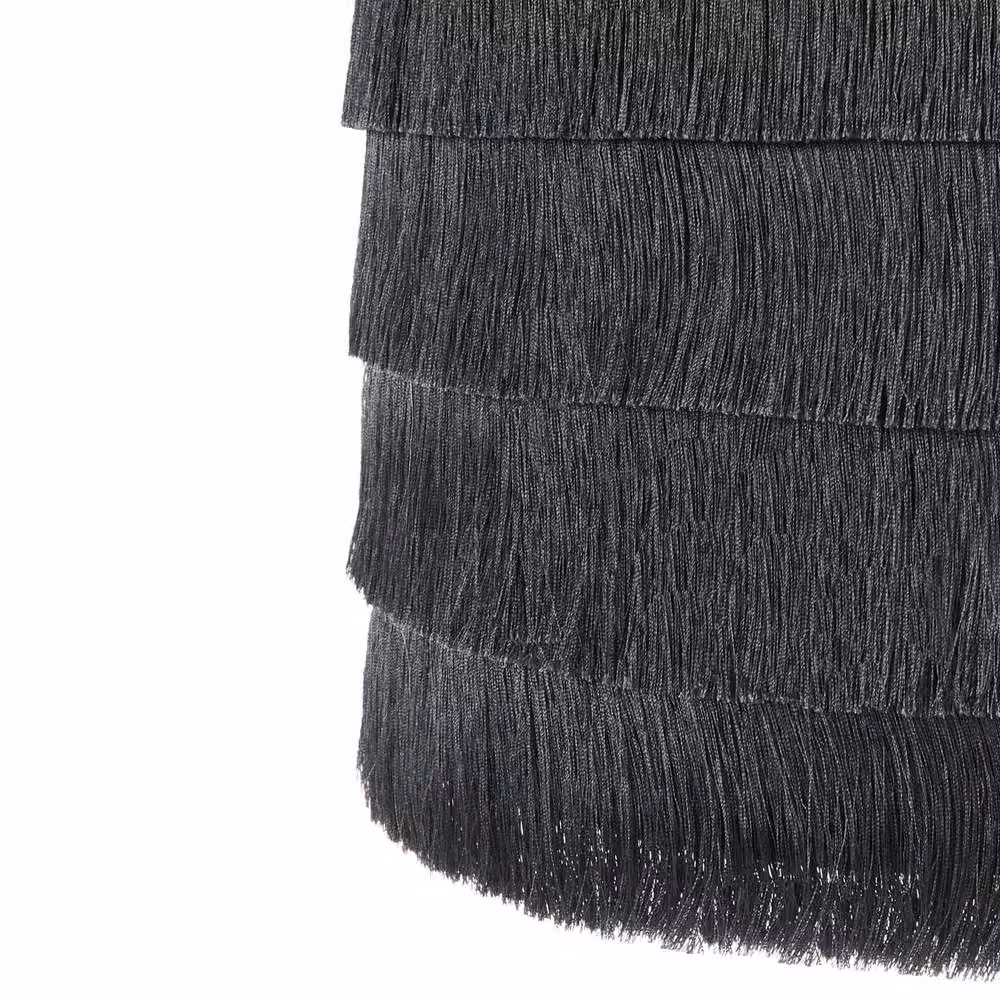 Wyld and Coco Black Fringe Pendant Lamp with Polyester Shade and Metal Frame – 5