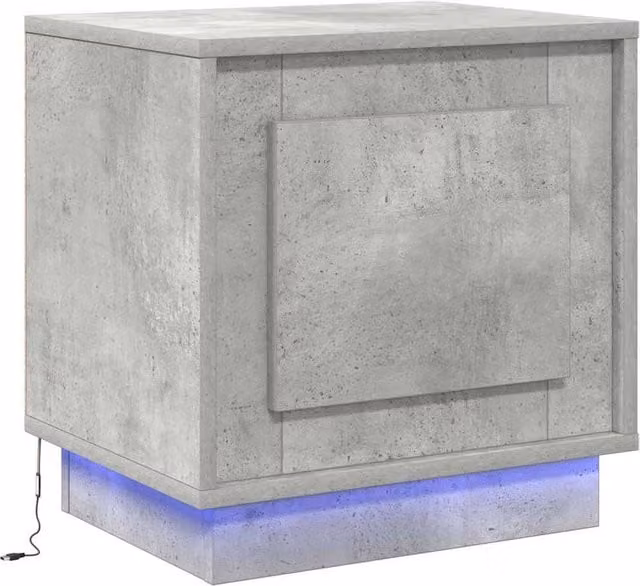 Berkfield Home Modern Bedside Cabinet with Integrated LED Lights in Concrete Grey, W: 44 cm, D: 34.5 cm, H: 45 cm