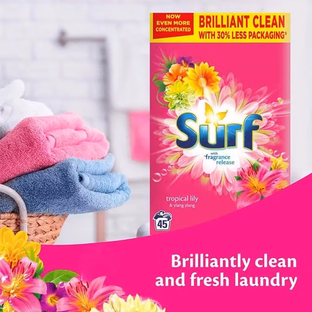 Surf Tropical Lily and Ylang-Ylang Laundry Powder, 9 kg, Multicolour