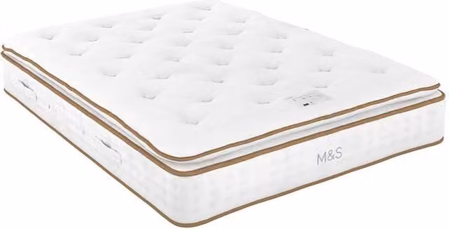M&S 1500 British Wool Pocket Spring Medium Pillowtop Mattress in White, W/D/H: 180 x 200 cm