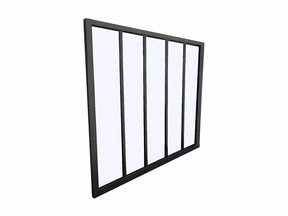 Vente-unique Powder-Coated Aluminium and Glass Partition, Black, W: 150 cm, H: 105 cm – 2