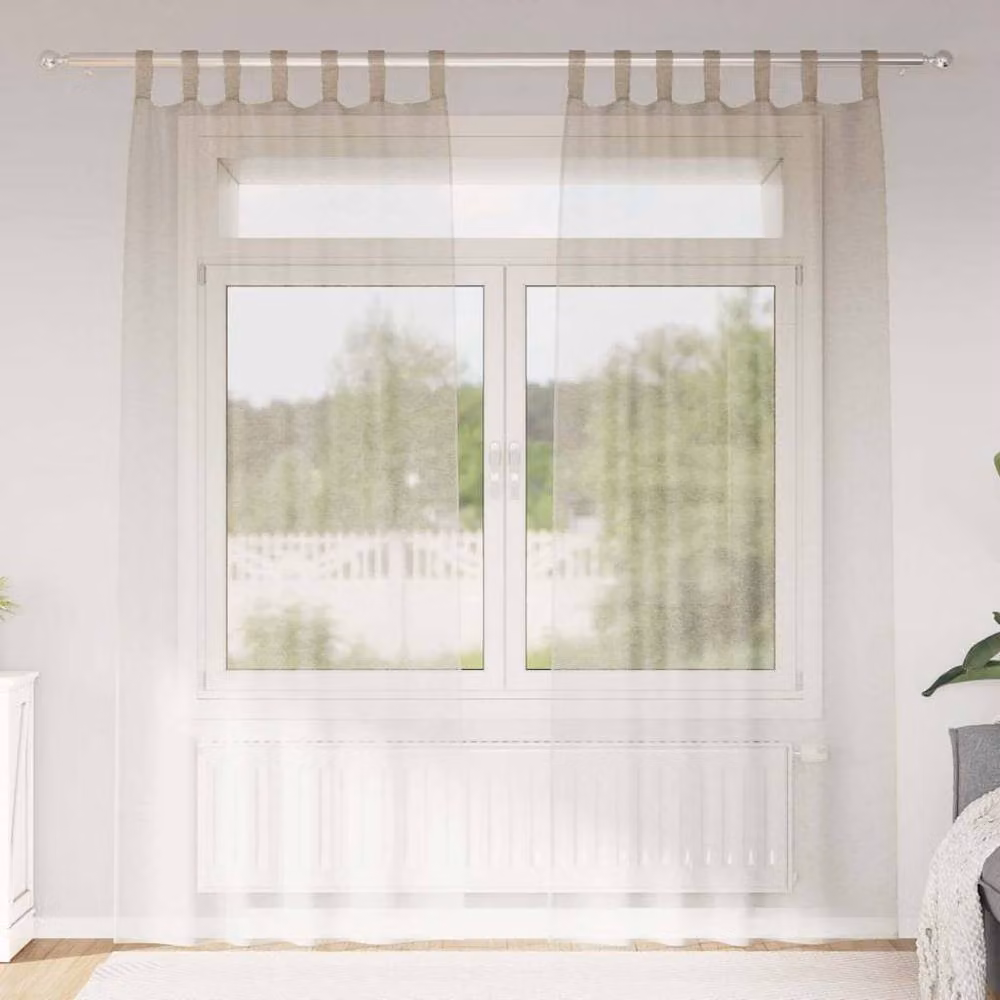 Berkfield Home Polyester Fabric Panel Curtains, 2 Pack, Sand/Beige, W: 140 cm, H: 245 cm