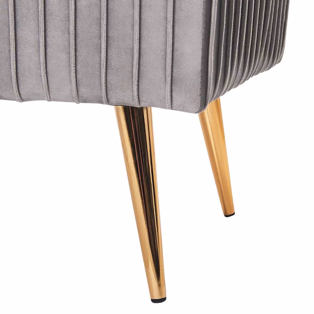 Wyld and Coco Grey Velvet Bench with Gold Metal Legs W/D/H: 118 x 40 x 42 cm – 3