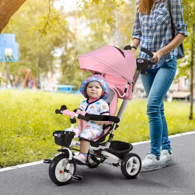 HOMCOM Foldable Tricycle for Children in Pink