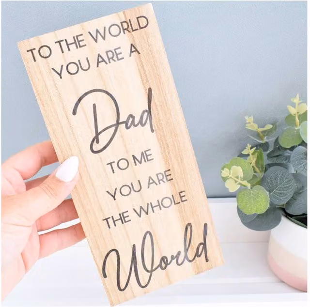 Amaya Rose Ltd Dad To Me You Are The World Rustic Solid Wood Wall Plaque, Beige