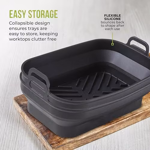 Tower Set of 2 Black Rectangular Foldable Silicone Loaf Tins – 8