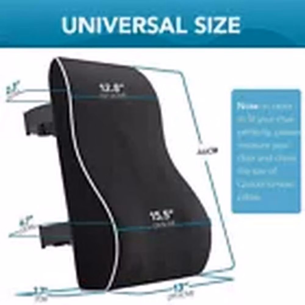 Havendro Black Memory Foam Lumbar and Back Support Pillow with Breathable Removable Mesh Cover for Car Seats – 2