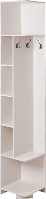 Livingandhome Minimalist White Corner Storage Rack with Hooks, Width: 40 cm