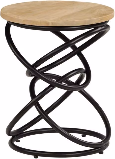 Berkfield Home Round Solid Mango Wood End Table in Brown, W/D/H: 40 x 40 x 50 cm