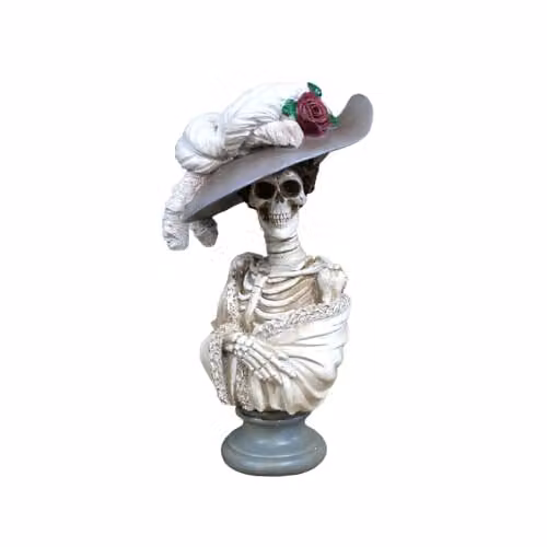 Gifts Direct 2 U White Lady Skeleton Bust Ornament, Antique Style Tabletop Sculpture – 1