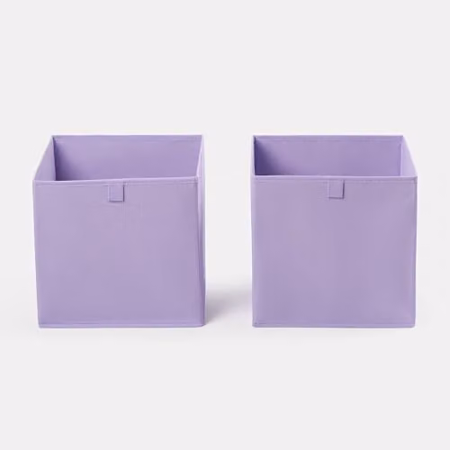 OHS Set of 2 Fabric Collapsible Storage Boxes in Purple, W/D/H: 28.0 x 28.0 x 28.0 cm – 1