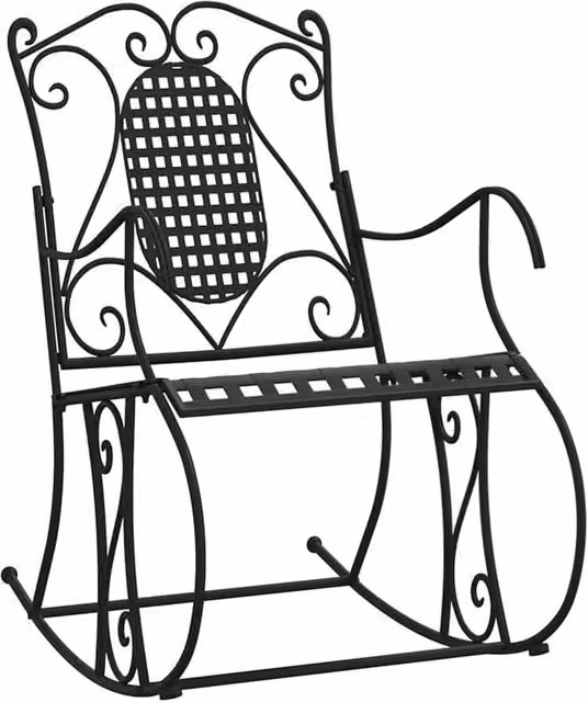 Berkfield Home Classic Rocking Bench in Black Matt Metal, Width: 84 cm