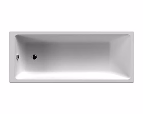 nuie NBA809 Linton Modern Single Ended Square Straight Thin Edge Shower Bath, White, W/D: 170 x 70 cm