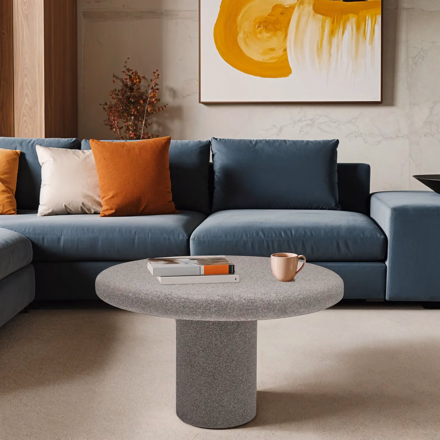IH Design Udaipur Round Low Coffee Table in Grey – 3