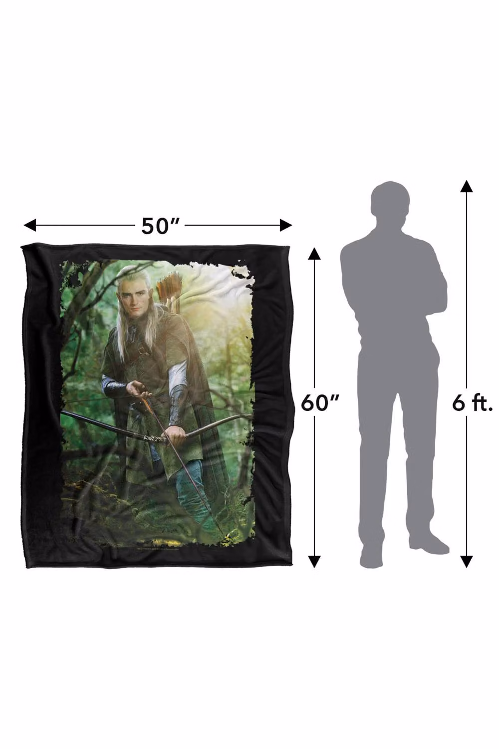 Warner Bros. The Lord Of The Rings Legolas Silky Touch Super Soft Fleece Throw Blanket, Multicolour, W: 152 cm, D: 127 cm – 8