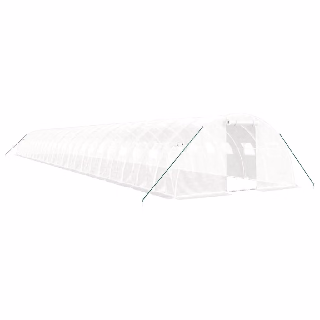Berkfield Home Freestanding Steel Frame Greenhouse in White, W/D/H: 24 x 4 x 2 m – 2