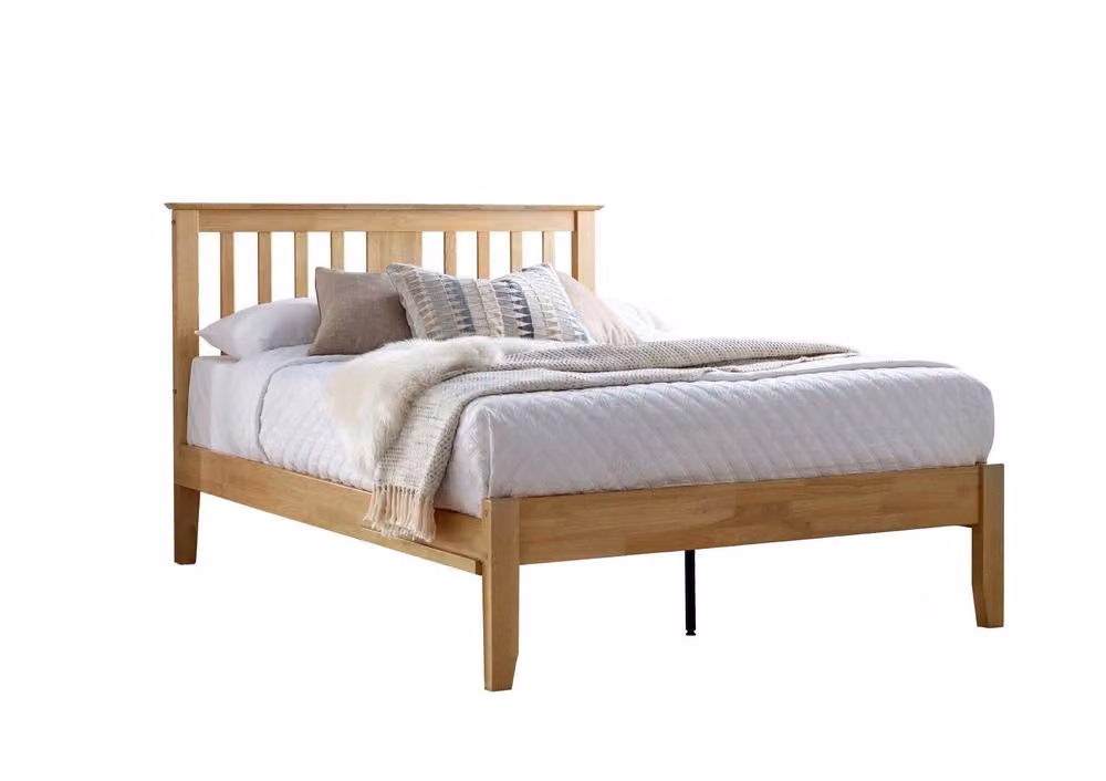 Time4sleep Malmo Wooden Bed Frame in Light Oak Brown, W/D/H: 161 x 140 x 105 cm – 2
