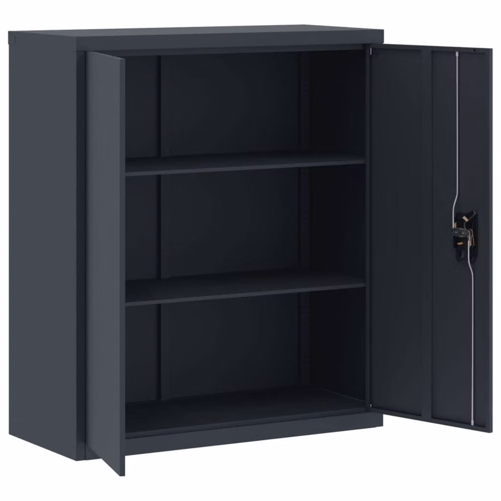 Berkfield Home Durable Steel File Cabinet in Anthracite with Hinged Doors and Adjustable Shelves, W/D/H: 90 x 40 x 105 cm – 3