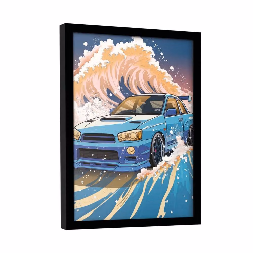 Wave Collection Scooby Cars Framed Paper Poster in Bright Blue – 2