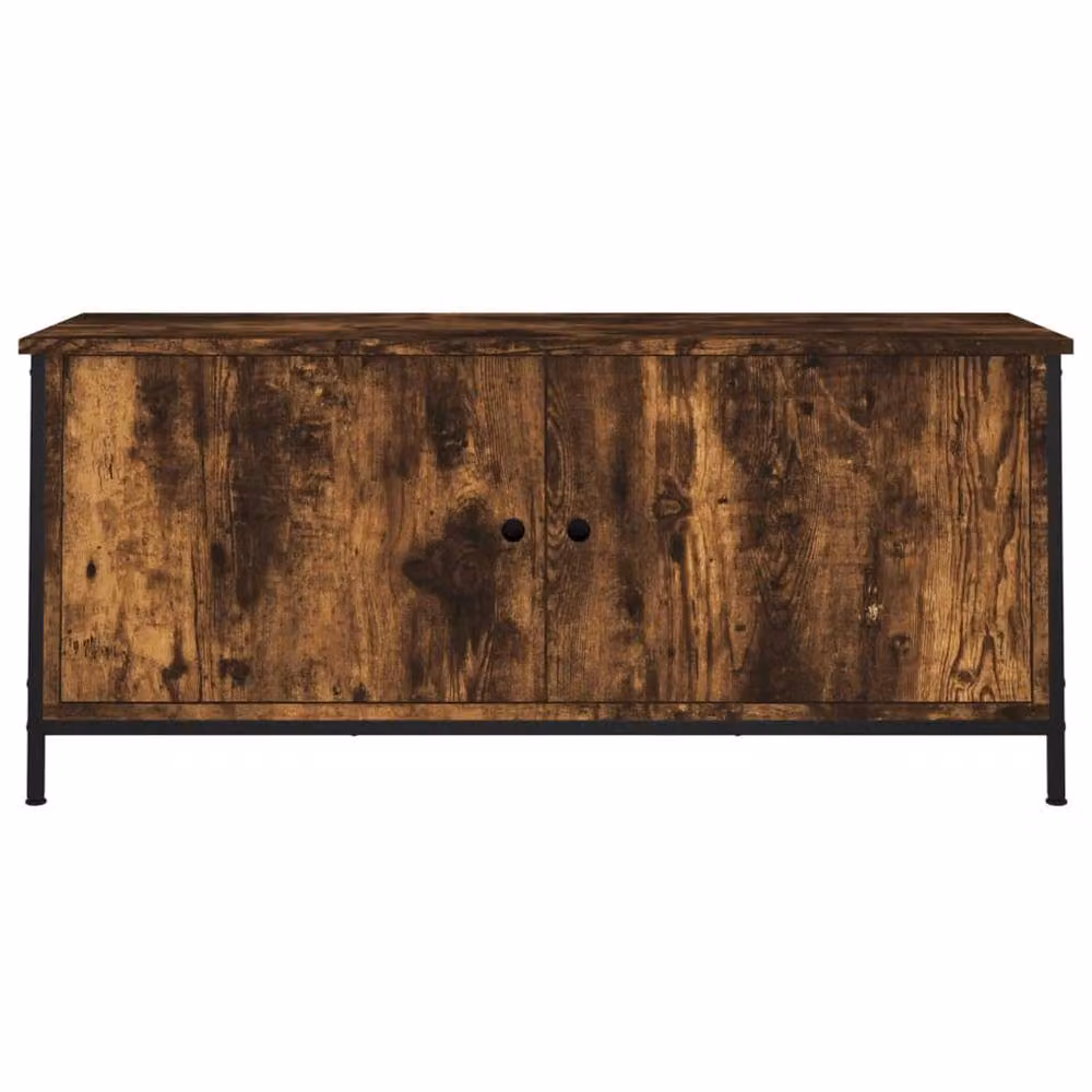 Berkfield Home TV Cabinet with Doors in Smoked Oak Brown, W/D/H: 102 x 35 x 45 cm – 4