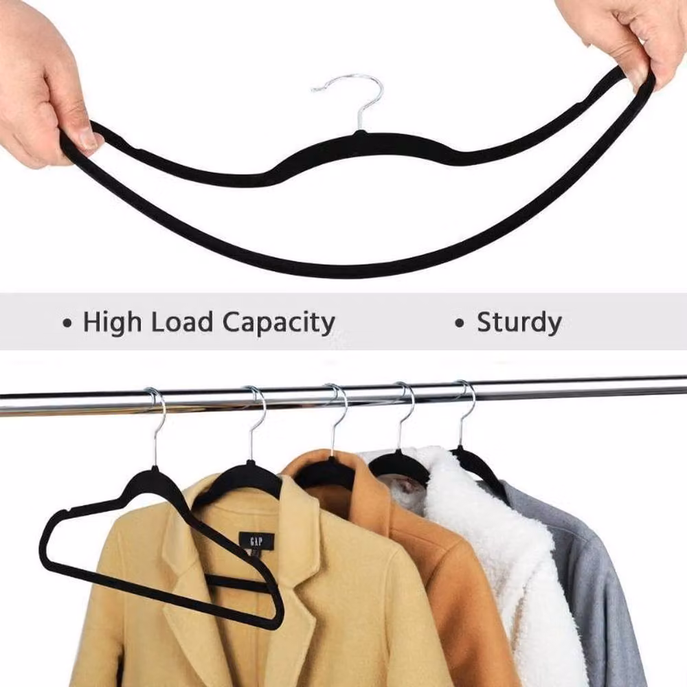 Kelvenix 40 Pack Black Velvet Anti Slip Space Saving Coat Hangers W: 45 cm, H: 23 cm, D: 23 cm – 4