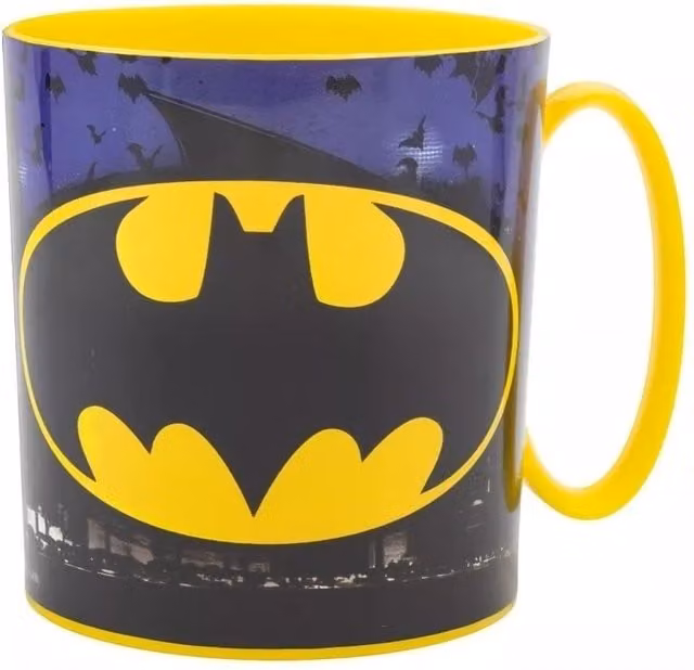 Stor Official Batman Symbol Licenced Micro Mug, 390 ml, Yellow and Multicolour