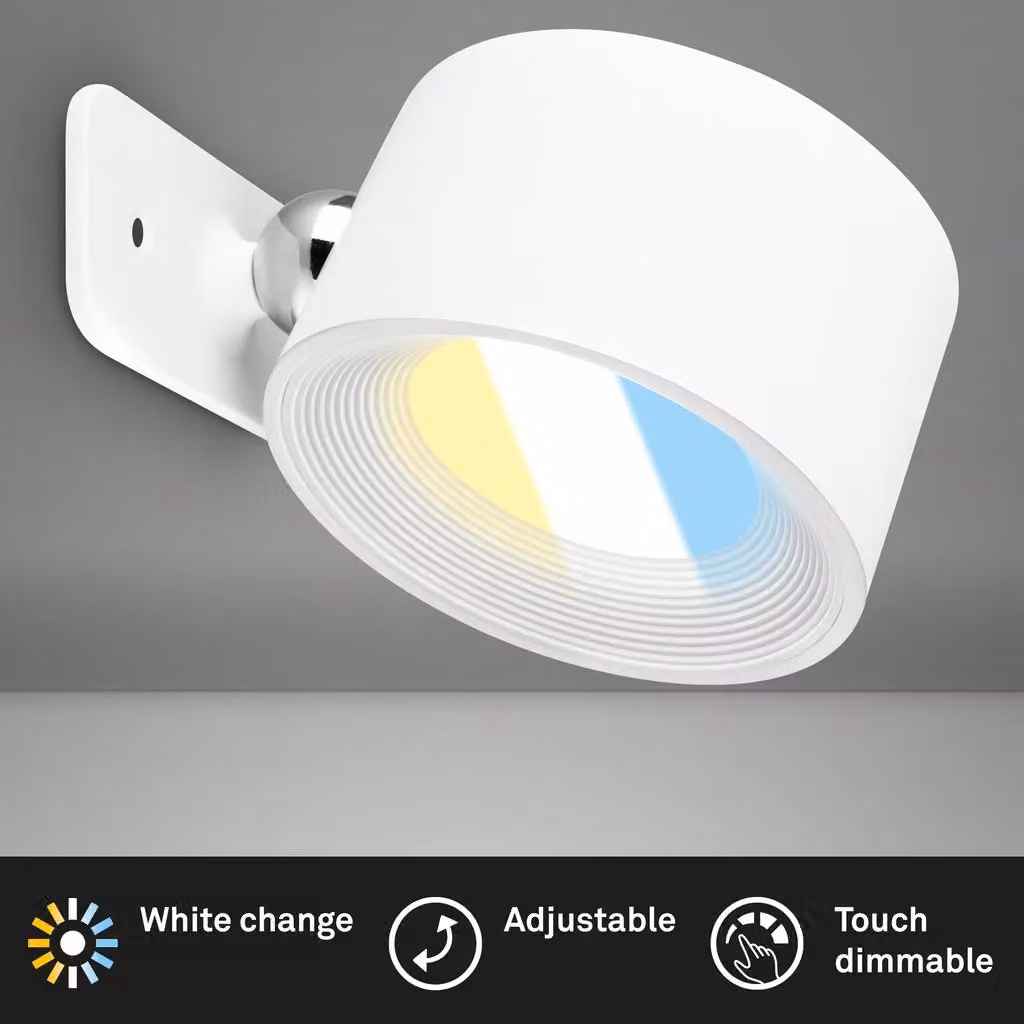 Briloner White Magnetic Rechargeable LED Wall Light with Dimmable Touch Control – 2