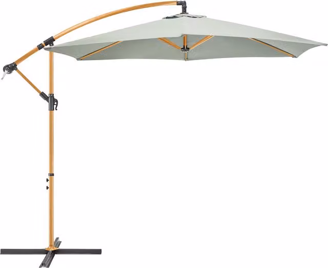 Christow Wood-Effect Cantilever Parasol in Sage Green with UPF 50+ Polyester Canopy and Steel Frame, 3m