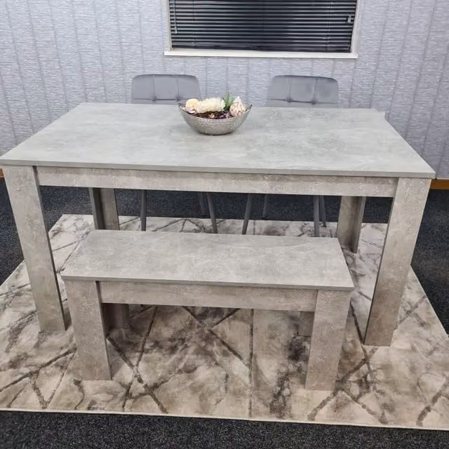 Kosy Koala Grey Modern Kitchen Dining Set with Rectangular Table, 2 Tufted Velvet Chairs and 1 Bench