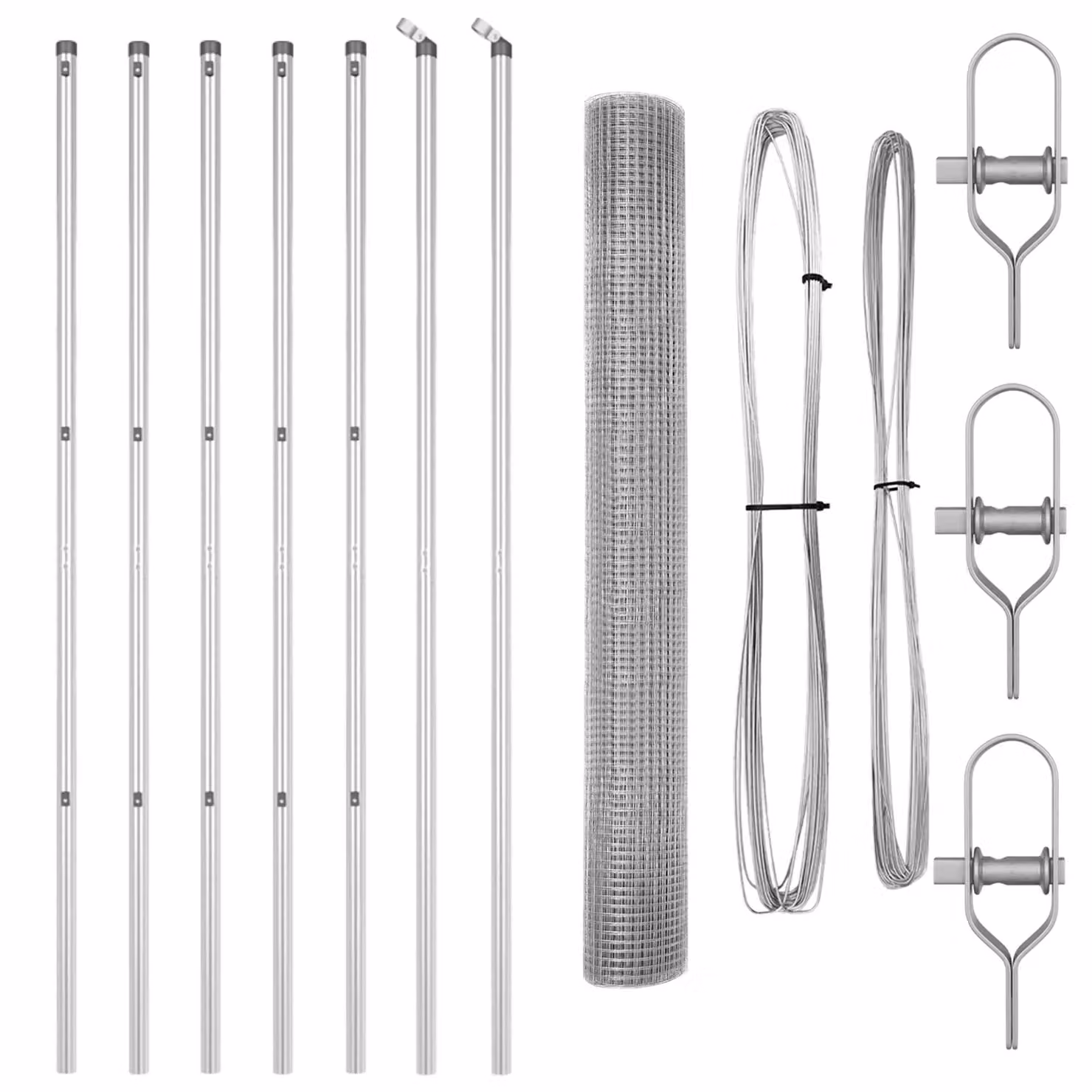 Berkfield Home Welded Wire Fence with 7 Posts, Galvanised Steel, Silver, W: 10 m, H: 1.4 m – 2