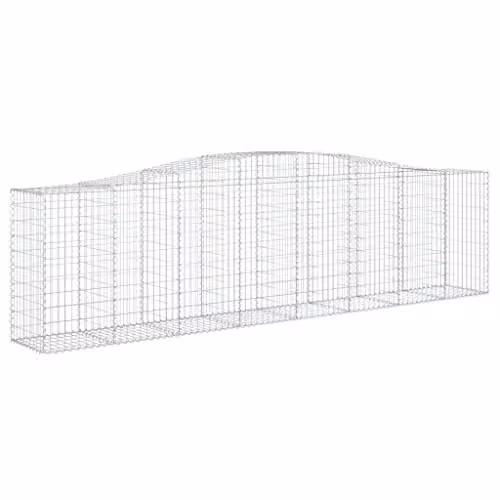 vidaXL Arched Gabion Baskets, 25 Pieces, Silver Galvanised Steel, W/D/H: 400 x 50 x 100/120 cm