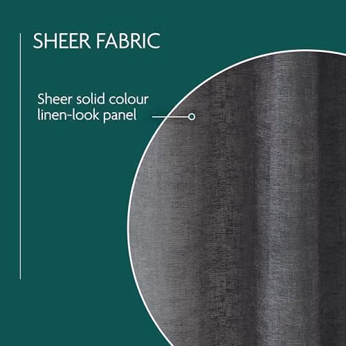 Tyrone Textiles Rhodes Silver Plain Linen-Look Voile Curtain Panels, Pair, W: 140 cm, H: 229 cm – 2