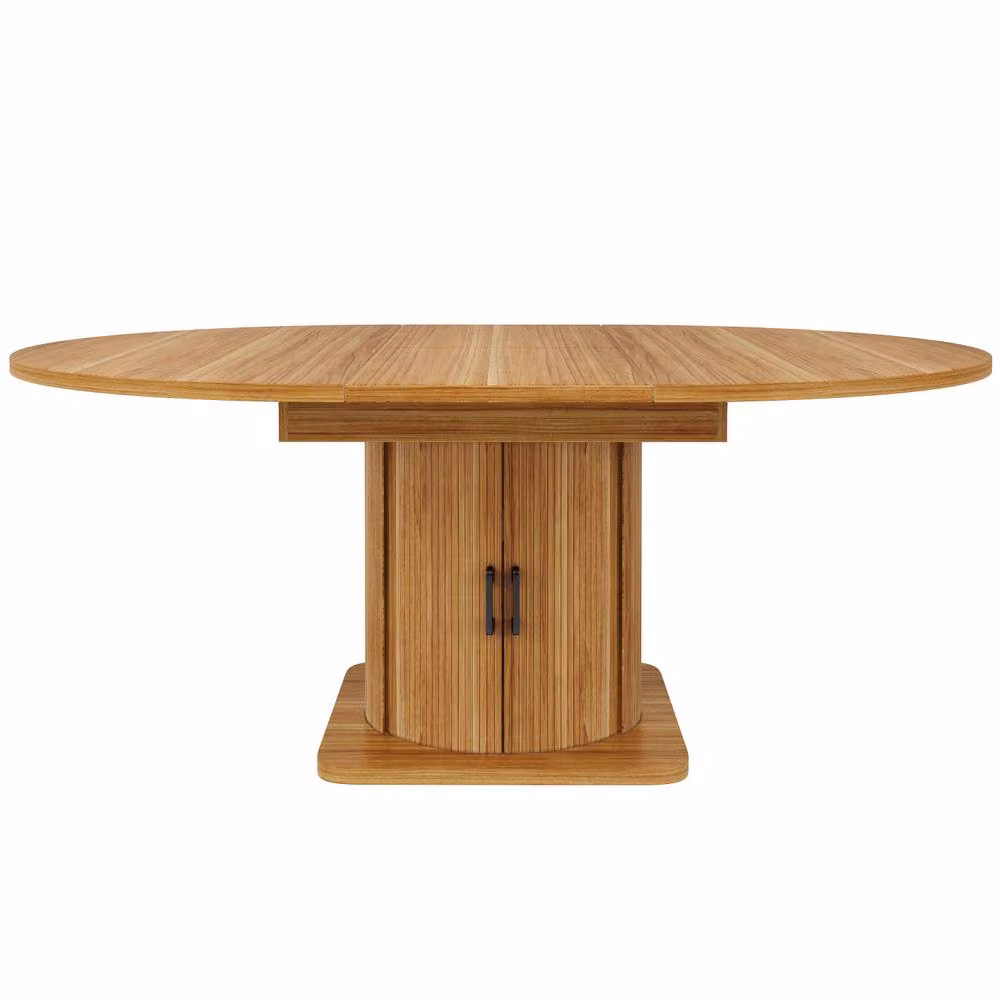 BTM Extendable Round to Oval Dining Table with Storage Drawers in Brown, W/D/H: 118 x 76 x 75 cm – 3