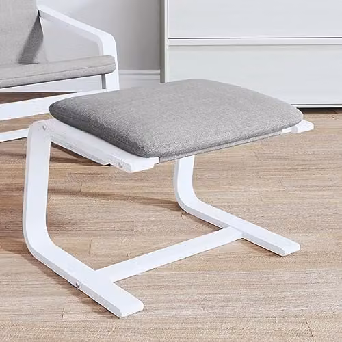 vidaXL Modern Rectangular Fabric Footstool in Grey and White, W/D/H: 51 x 41 x 40 cm – 2