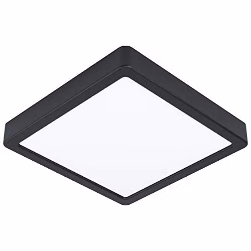 Loops Square Surface Mounted Wall and Ceiling Light, Black, 210mm, 16.5W LED, 3000K Warm White
