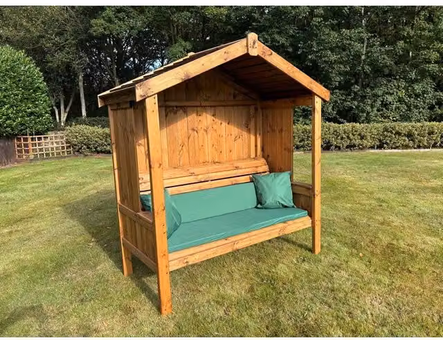 Charles Taylor Imperial Three Seater Garden Arbour in Brown with Included Cushions, W/D/H: 183 x 80 x 96 cm – 1