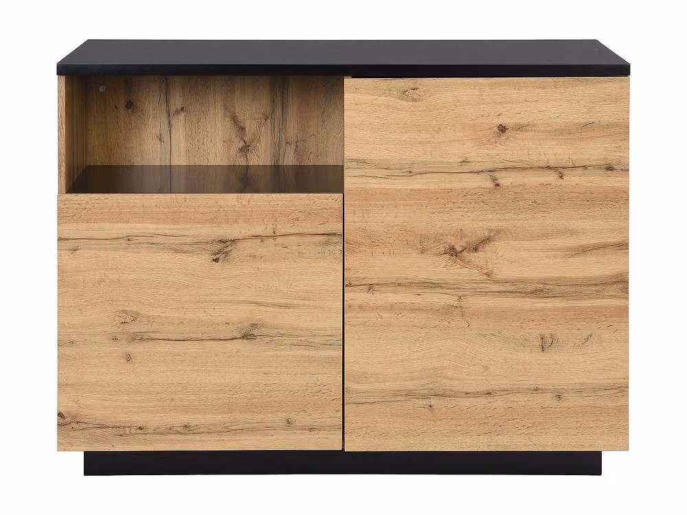 Vente-unique Kitchen Island with 2 Doors and 1 Compartment in Black and Natural MDF, W/D/H: 120 x 60 x 90 cm – 2
