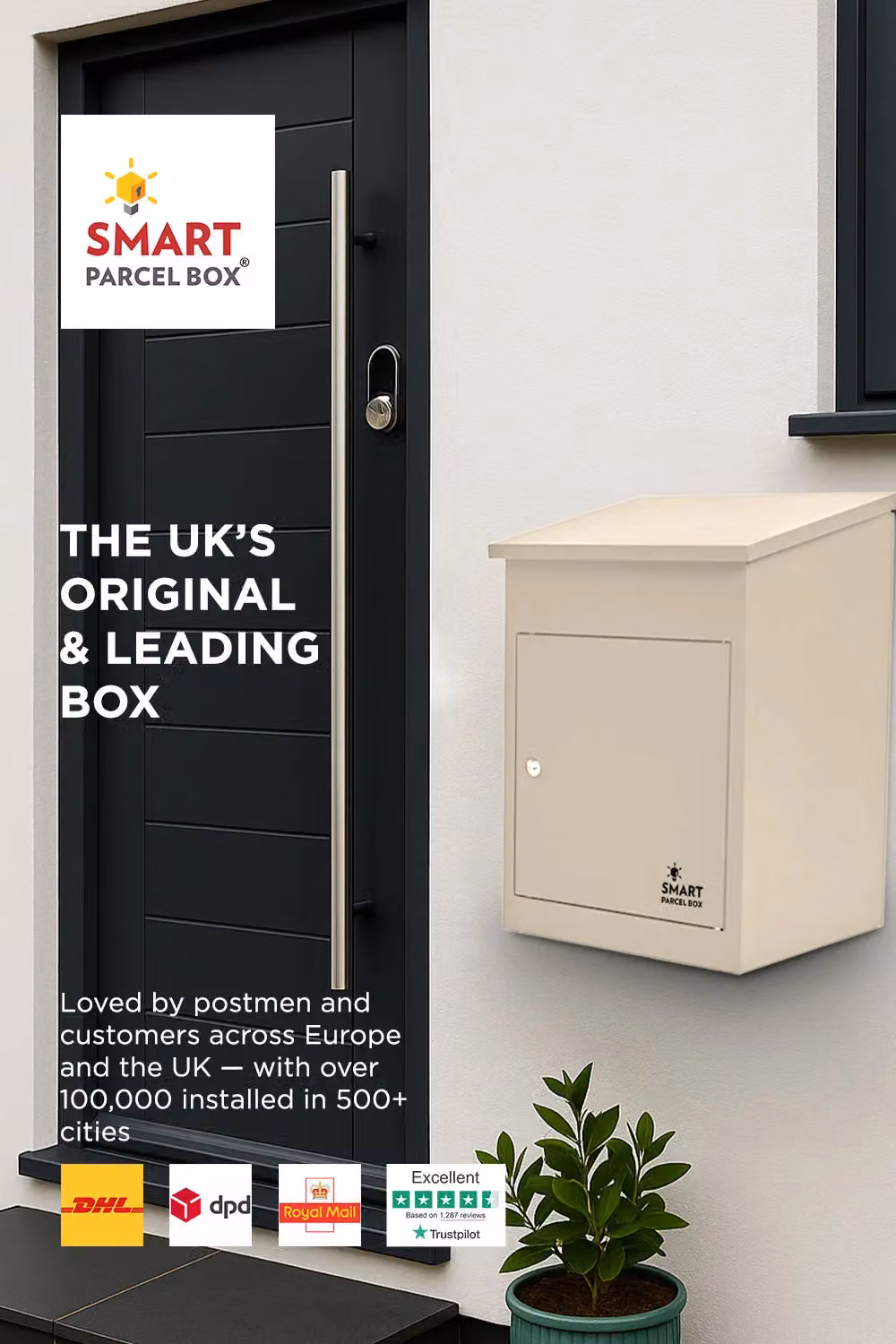Homescapes Smart Parcel Box Medium Front Access Secure Delivery Box in Natural – 2
