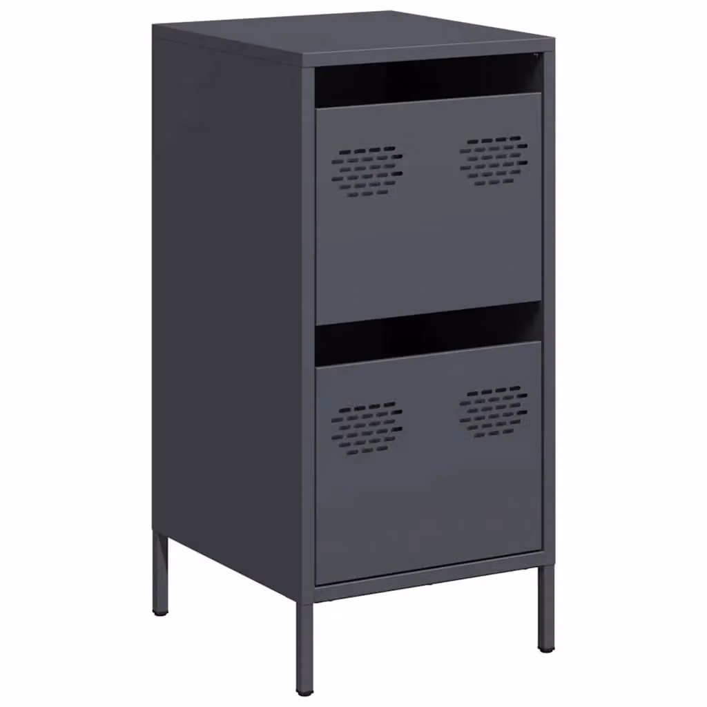 Berkfield Home Anthracite Sideboard in Black Matt Metal, W/D/H: 35 x 39 x 73.5 cm – 2