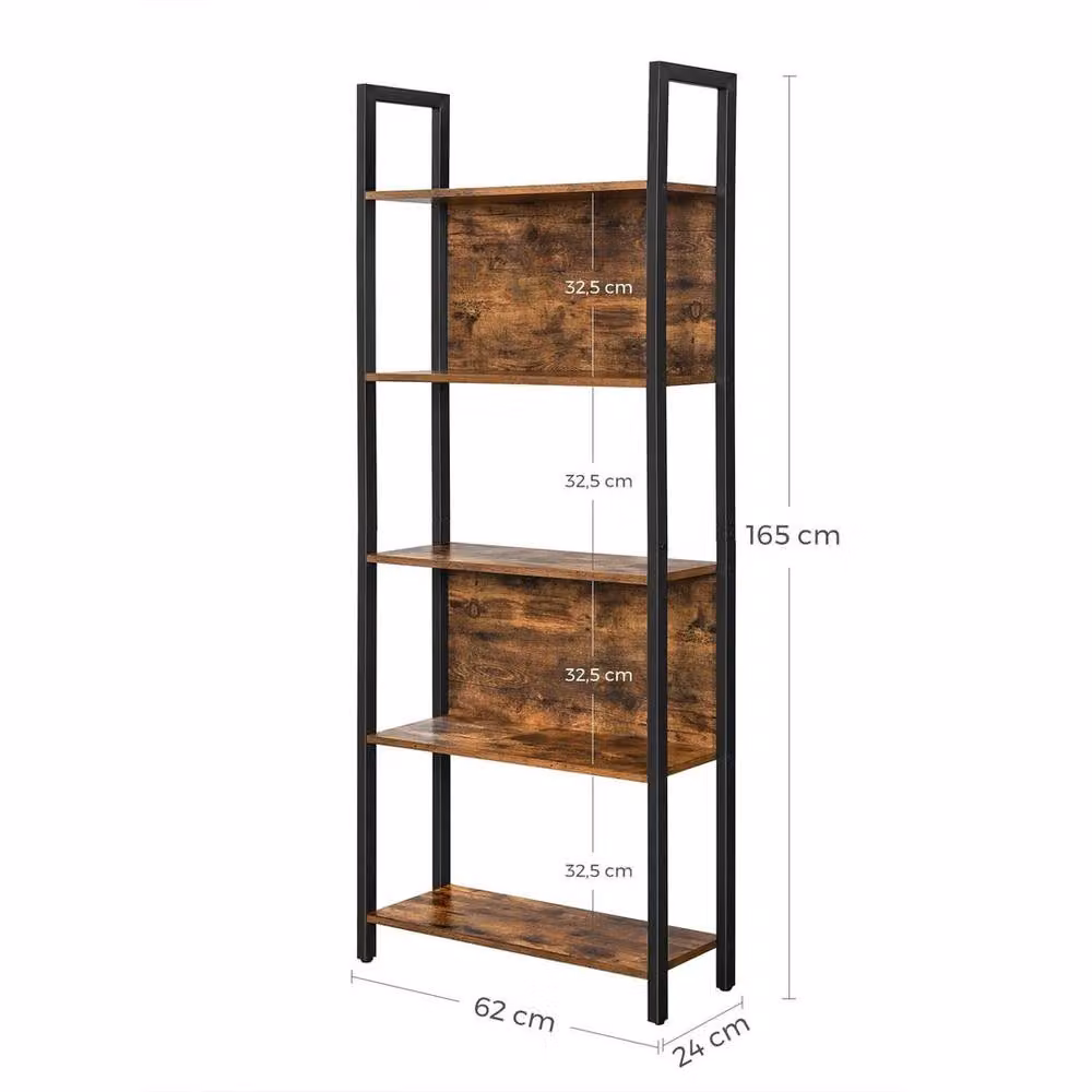 SPETLEK 5-Shelf Brown Industrial Wood Bookshelf Storage Unit – 2
