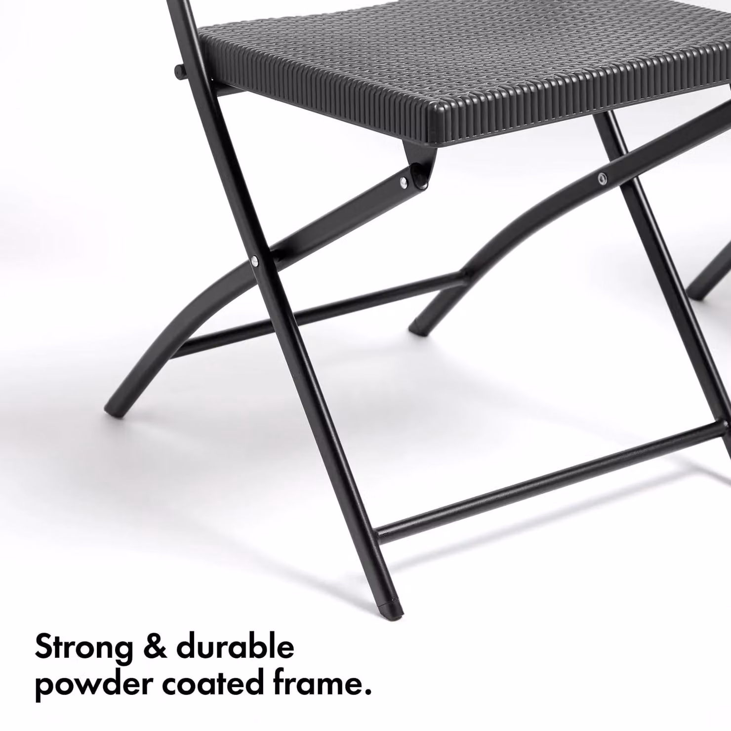 VonHaus Set of 2 Rattan Effect Folding Garden Chairs in Black and Grey – 4