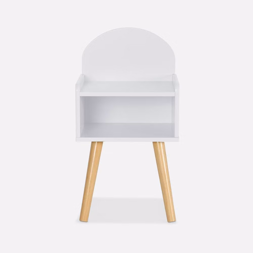sweeek White Retro Pine Wood Bedside Table for Children's Bedrooms W/D/H: 55.6 x 30.0 x 30.0 cm – 2